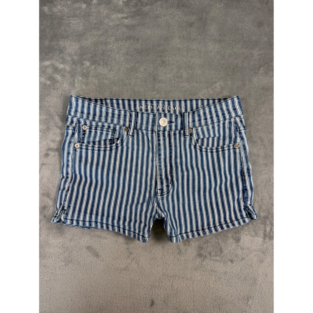 Nautical Coastal Grandmother Beachy Retro High-Rise Pinstripe Mini Shorts 8